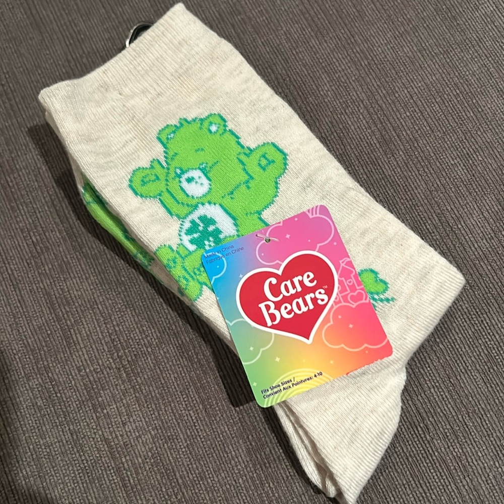 Care Bears St Patricksday Adult Crew socks shoe size 4-10 NWT